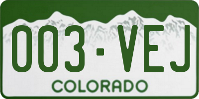 CO license plate 003VEJ