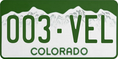 CO license plate 003VEL