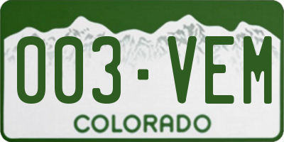 CO license plate 003VEM