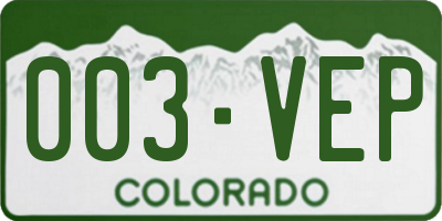 CO license plate 003VEP
