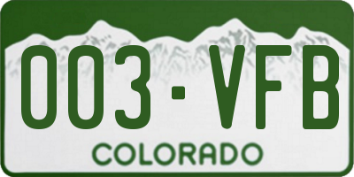 CO license plate 003VFB