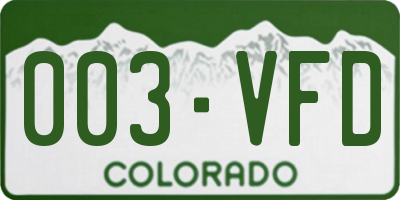 CO license plate 003VFD