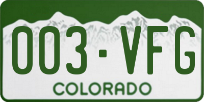 CO license plate 003VFG
