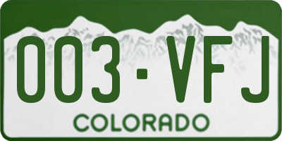 CO license plate 003VFJ