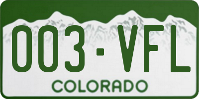 CO license plate 003VFL