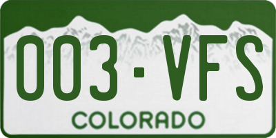 CO license plate 003VFS