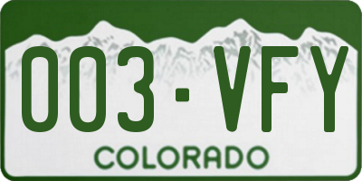 CO license plate 003VFY