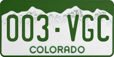 CO license plate 003VGC