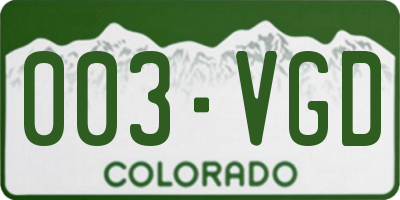 CO license plate 003VGD