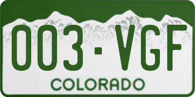 CO license plate 003VGF
