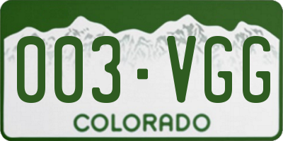 CO license plate 003VGG