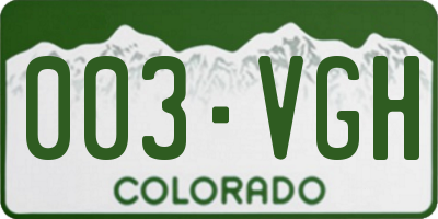 CO license plate 003VGH
