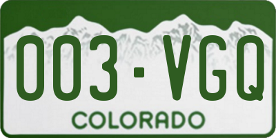 CO license plate 003VGQ