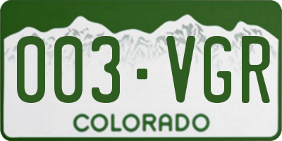 CO license plate 003VGR