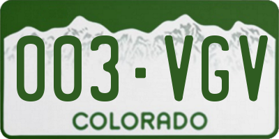 CO license plate 003VGV
