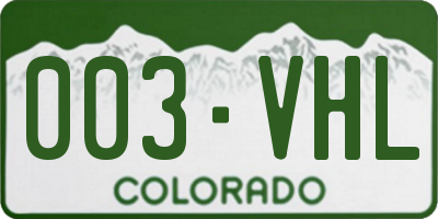 CO license plate 003VHL