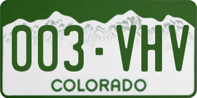 CO license plate 003VHV