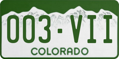 CO license plate 003VII