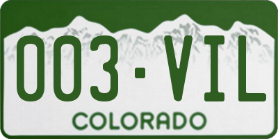 CO license plate 003VIL