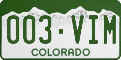 CO license plate 003VIM