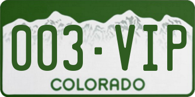 CO license plate 003VIP