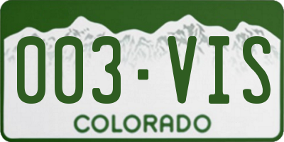 CO license plate 003VIS