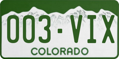 CO license plate 003VIX