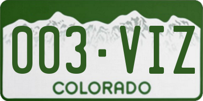 CO license plate 003VIZ