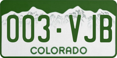 CO license plate 003VJB