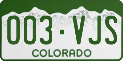 CO license plate 003VJS