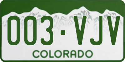 CO license plate 003VJV