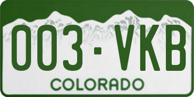 CO license plate 003VKB