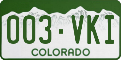CO license plate 003VKI