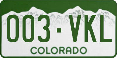 CO license plate 003VKL