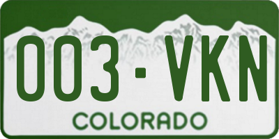 CO license plate 003VKN