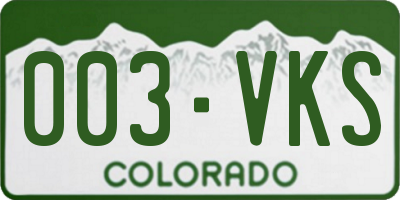 CO license plate 003VKS
