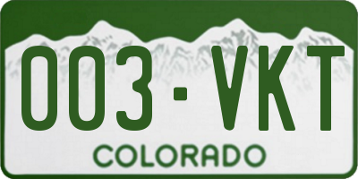 CO license plate 003VKT