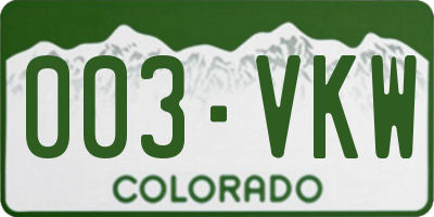 CO license plate 003VKW