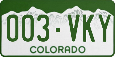 CO license plate 003VKY