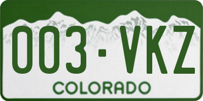 CO license plate 003VKZ