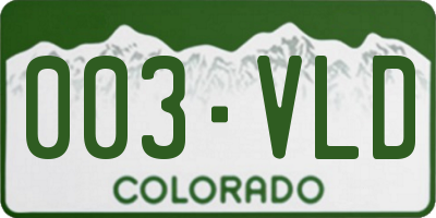 CO license plate 003VLD