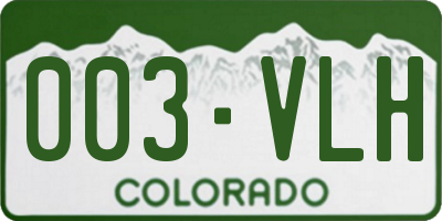 CO license plate 003VLH