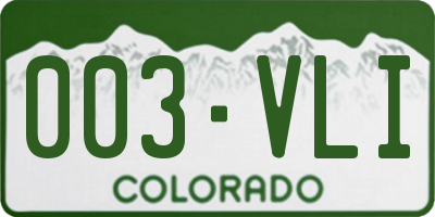 CO license plate 003VLI