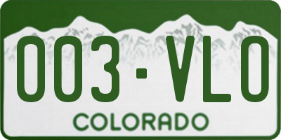 CO license plate 003VLO