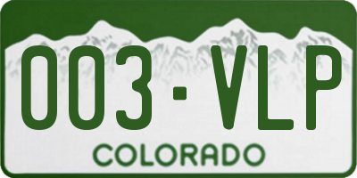 CO license plate 003VLP