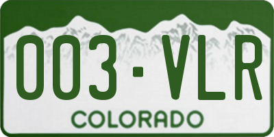CO license plate 003VLR