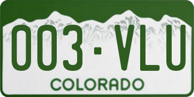 CO license plate 003VLU