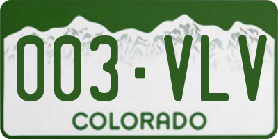 CO license plate 003VLV