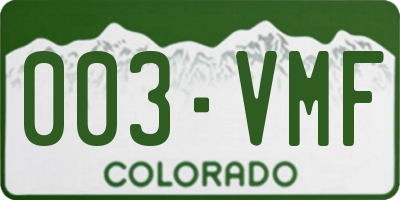 CO license plate 003VMF