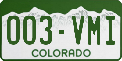 CO license plate 003VMI